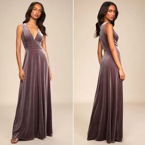 NWT | Lulus | Beautiful Night Dusty Purple Velvet Sleeveless Maxi Dress | Sz L